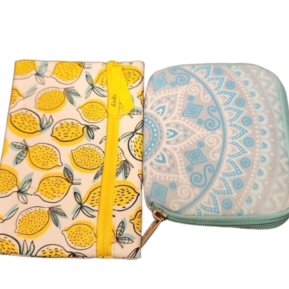Ipsy Lemon Makeup Bag small bag and mosso bag